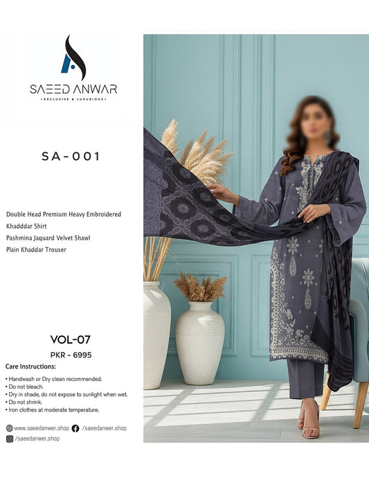 SAEED ANWAR VOL 7 DOUBLE HEAD HEAVY EMBROIDERD (SA-001)