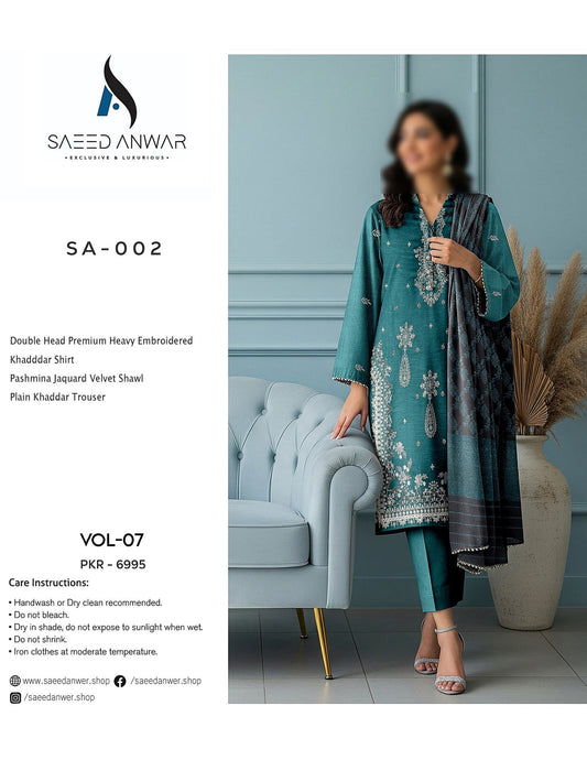 SAEED ANWAR VOL 7 DOUBLE HEAD HEAVY EMBROIDERD (SA-005)